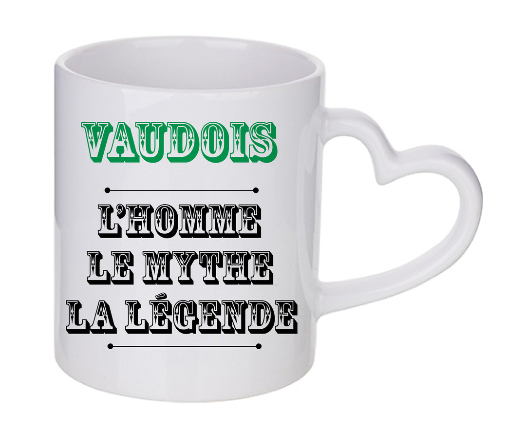 Mug coeur personnalisé Vaudois l'homme le mythe la légende