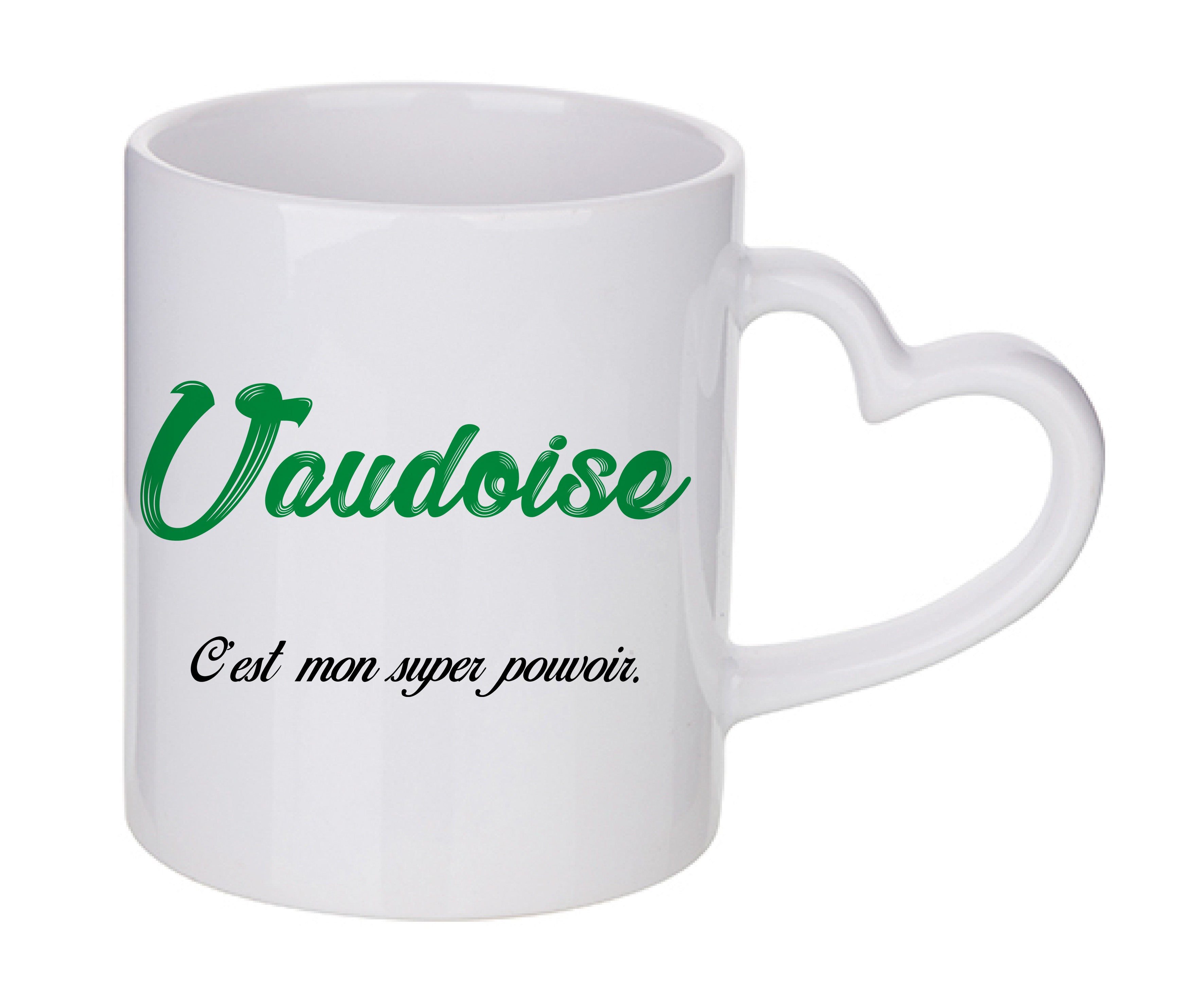 Mug coeur personnalisé Vaudoise c'est mon super pouvoir