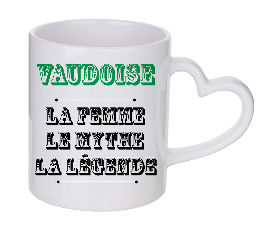 Mug coeur personnalisé Vaudoise la femme le mythe la légende