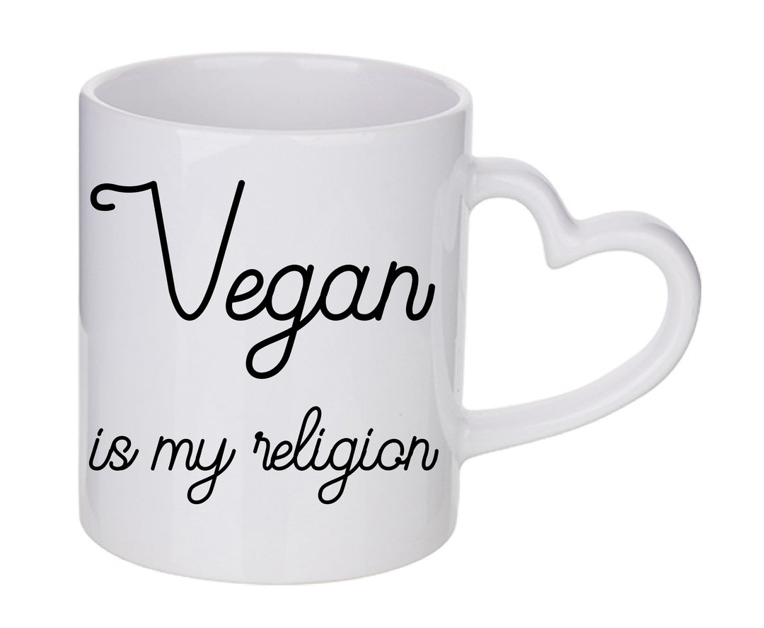 Mug coeur personnalisé Vegan is my religion