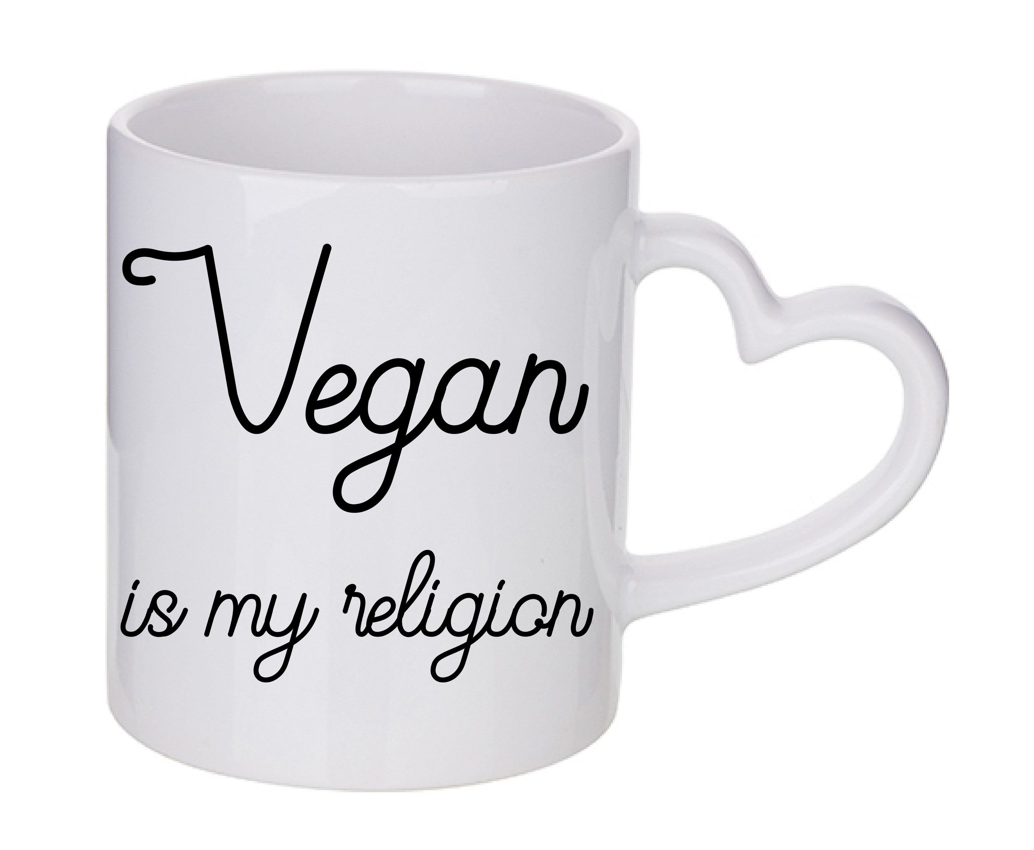 Mug coeur personnalisé Vegan is my religion