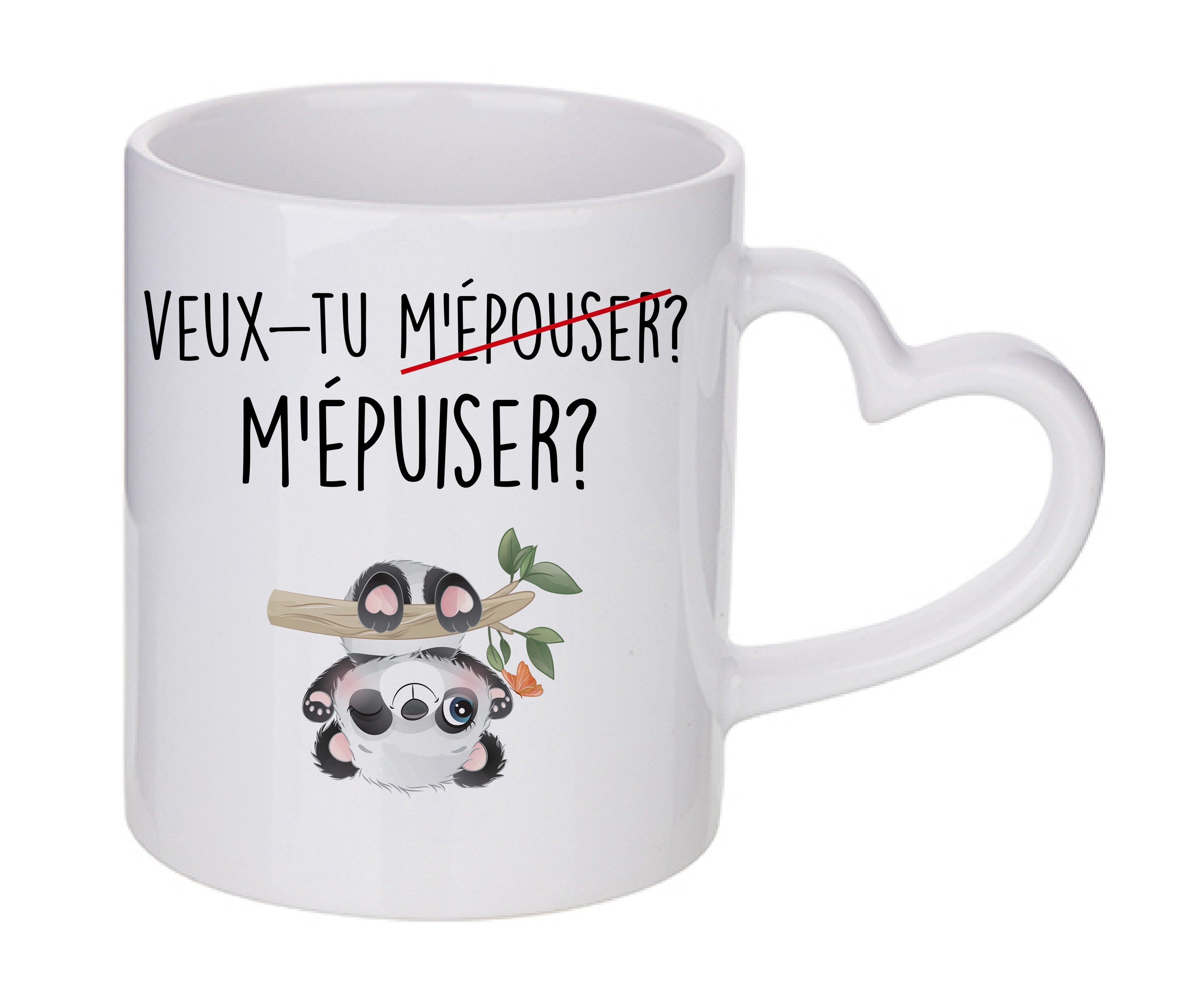 Mug coeur personnalisé Veux-tu m'épuiser