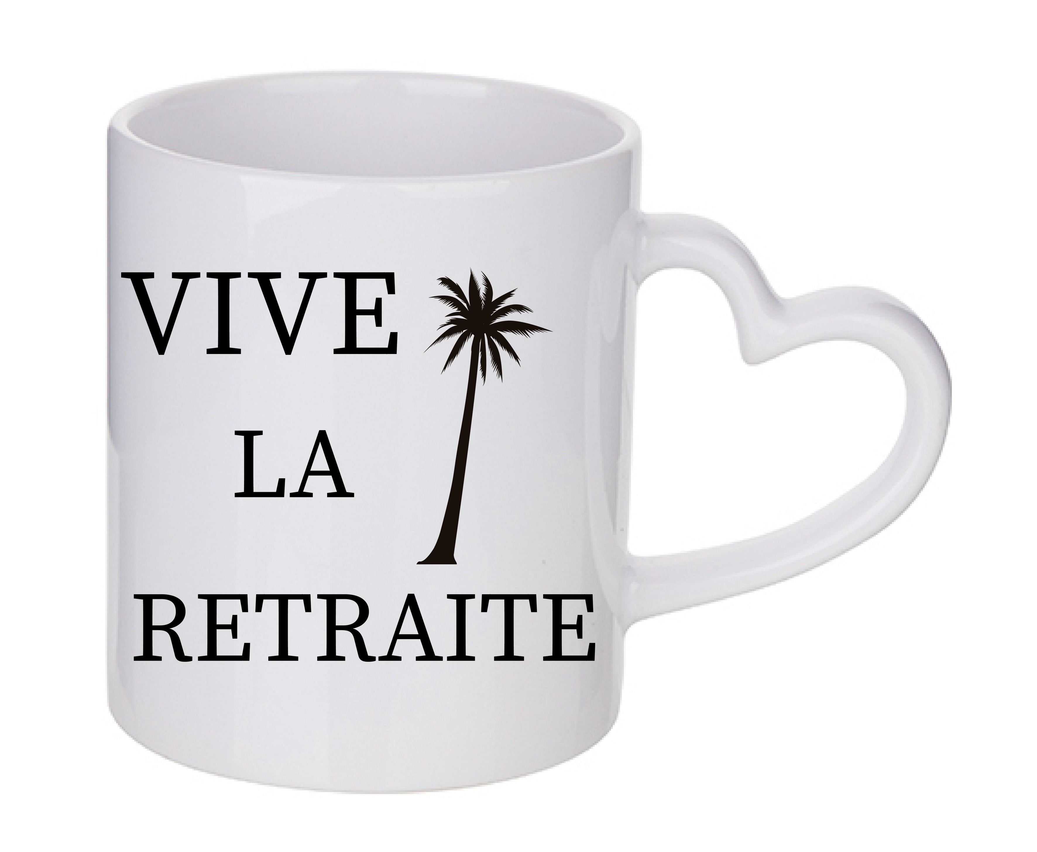 Mug coeur personnalisé Vive la retraite