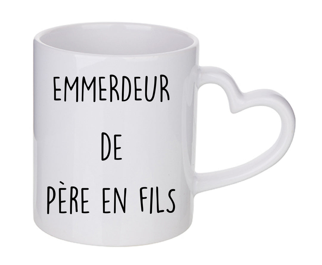 Mug coeur personnalisé emmerdeur de père en fils