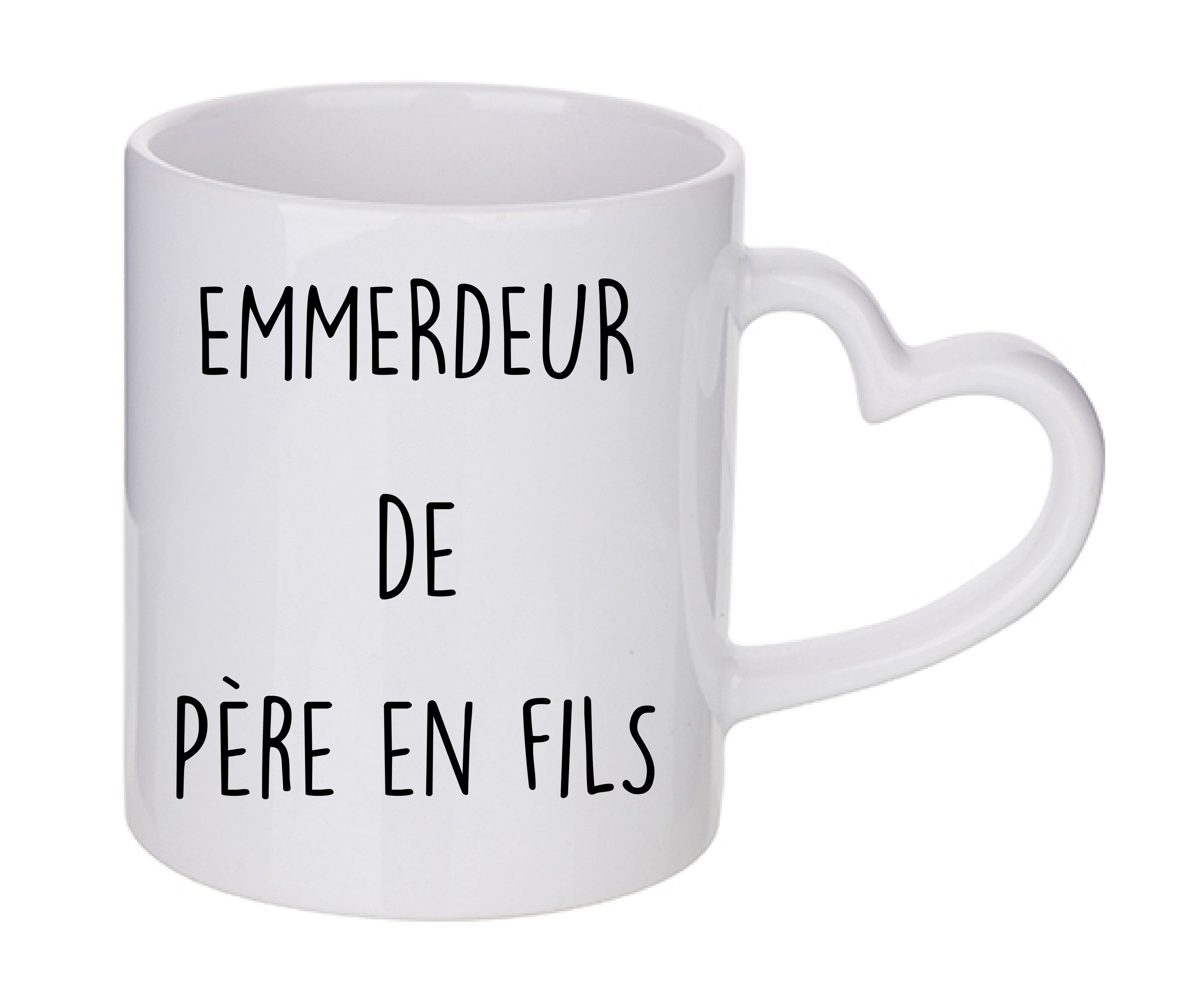 Mug coeur personnalisé emmerdeur de père en fils