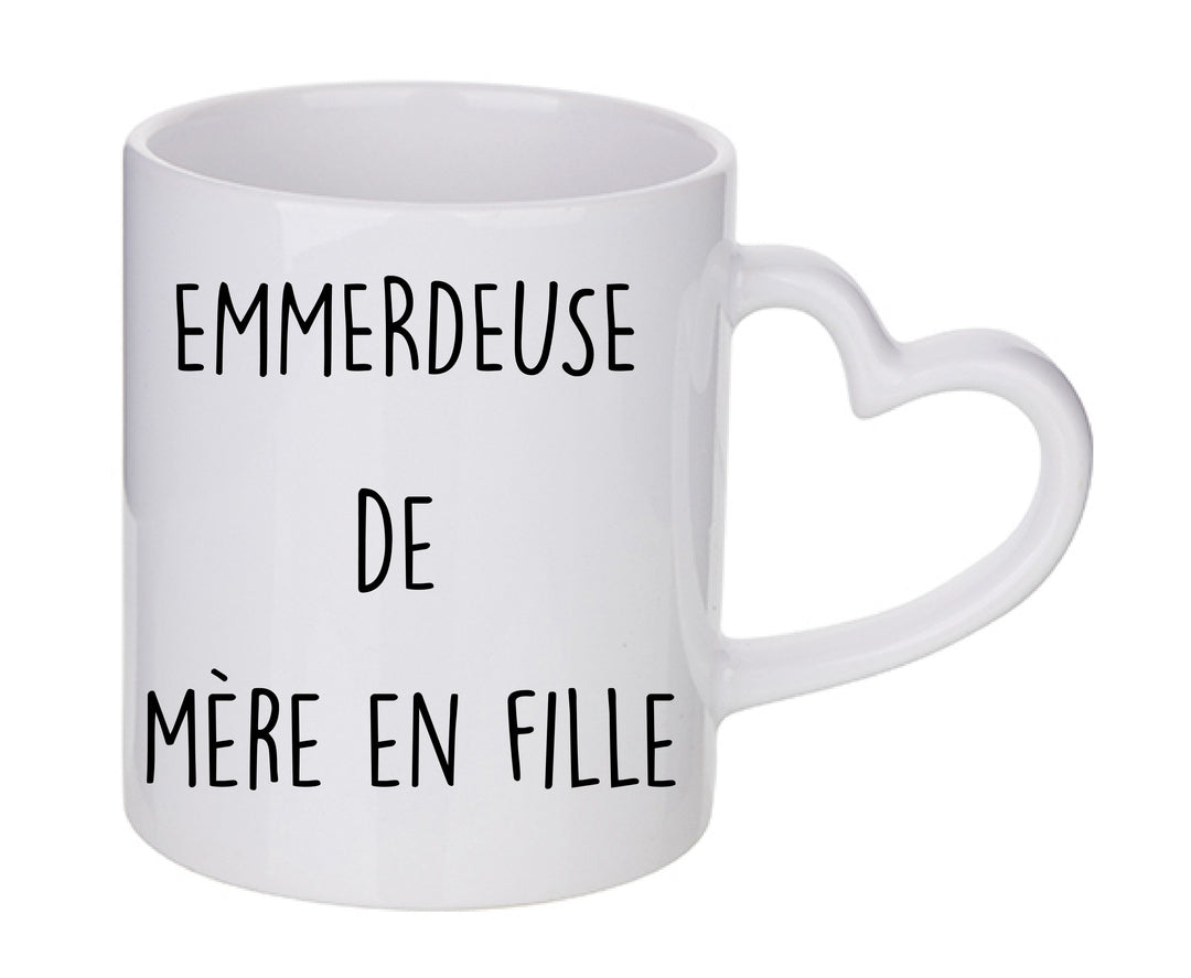 Mug coeur personnalisé emmerdeuse de mère en fille