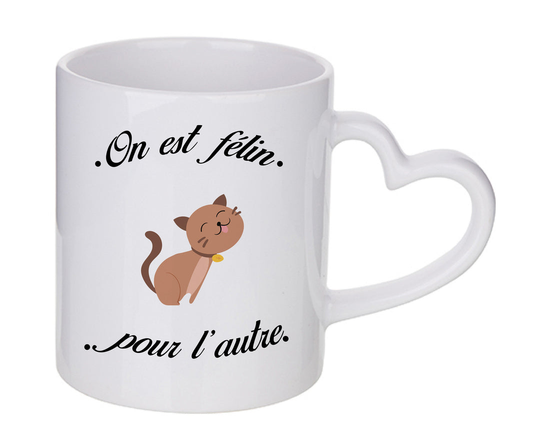 Mug coeur personnalisé felin pour l'autre