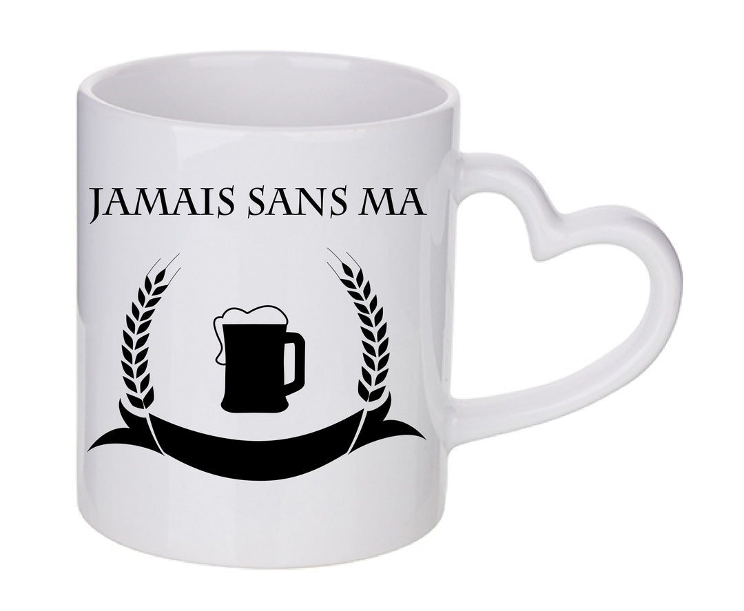 Mug coeur personnalisé jamais sans ma rousse
