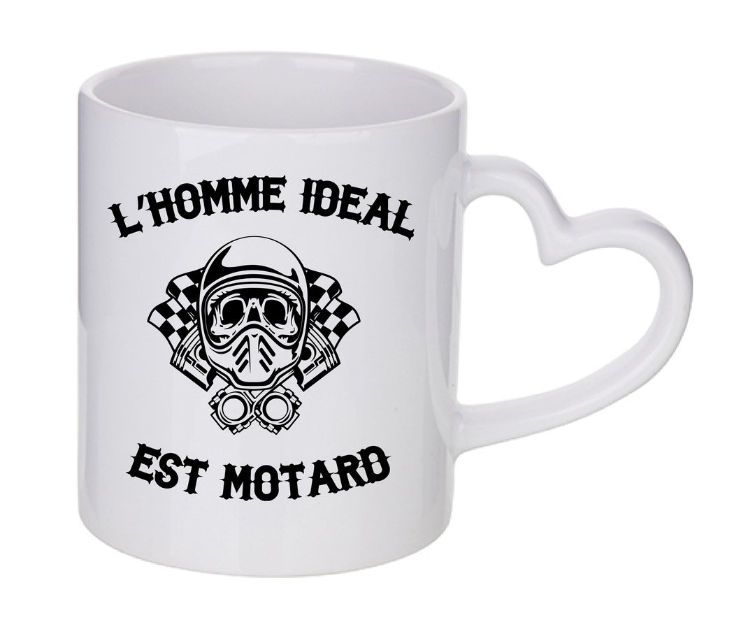 Mug coeur personnalisé l'homme idéal est motard