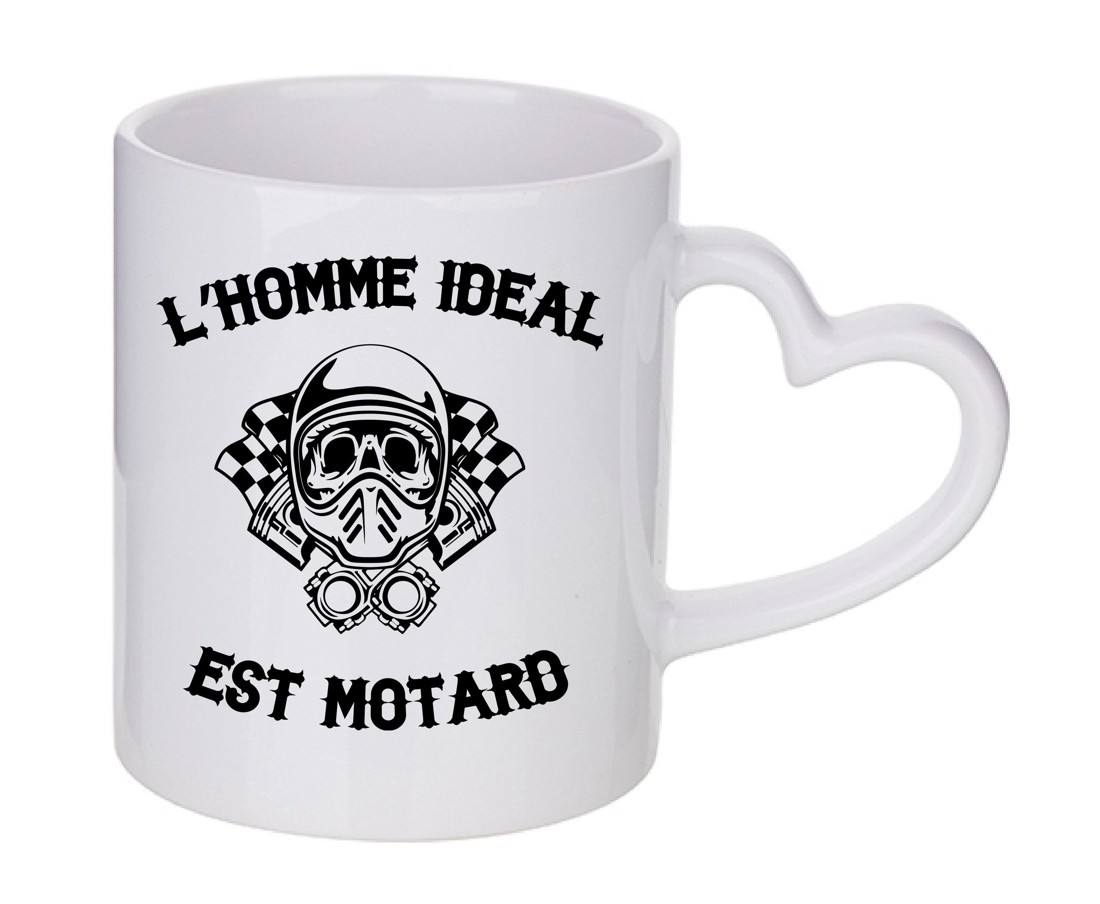 Mug coeur personnalisé l'homme idéal est motard