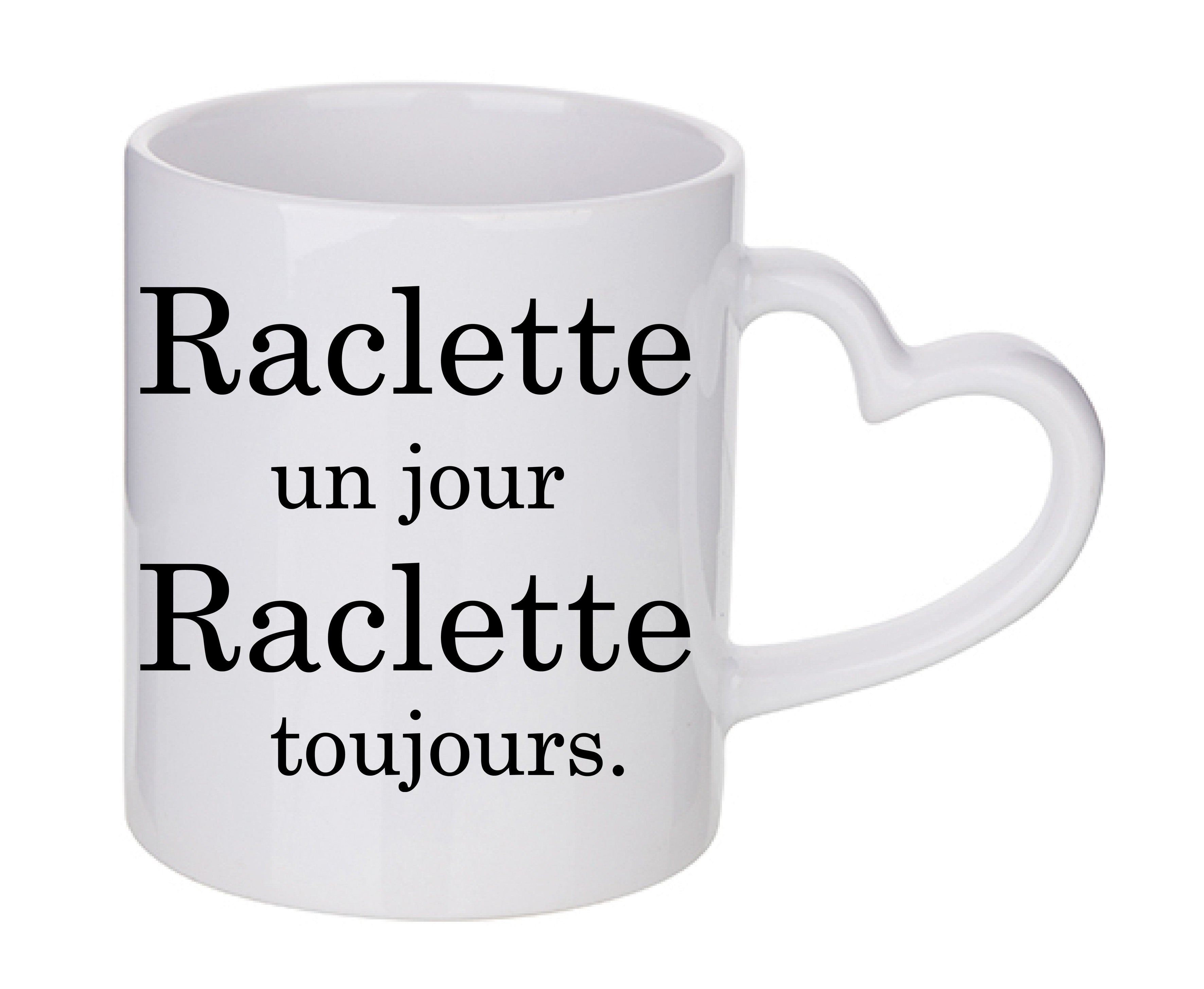 Mug coeur personnalisé raclette un jour