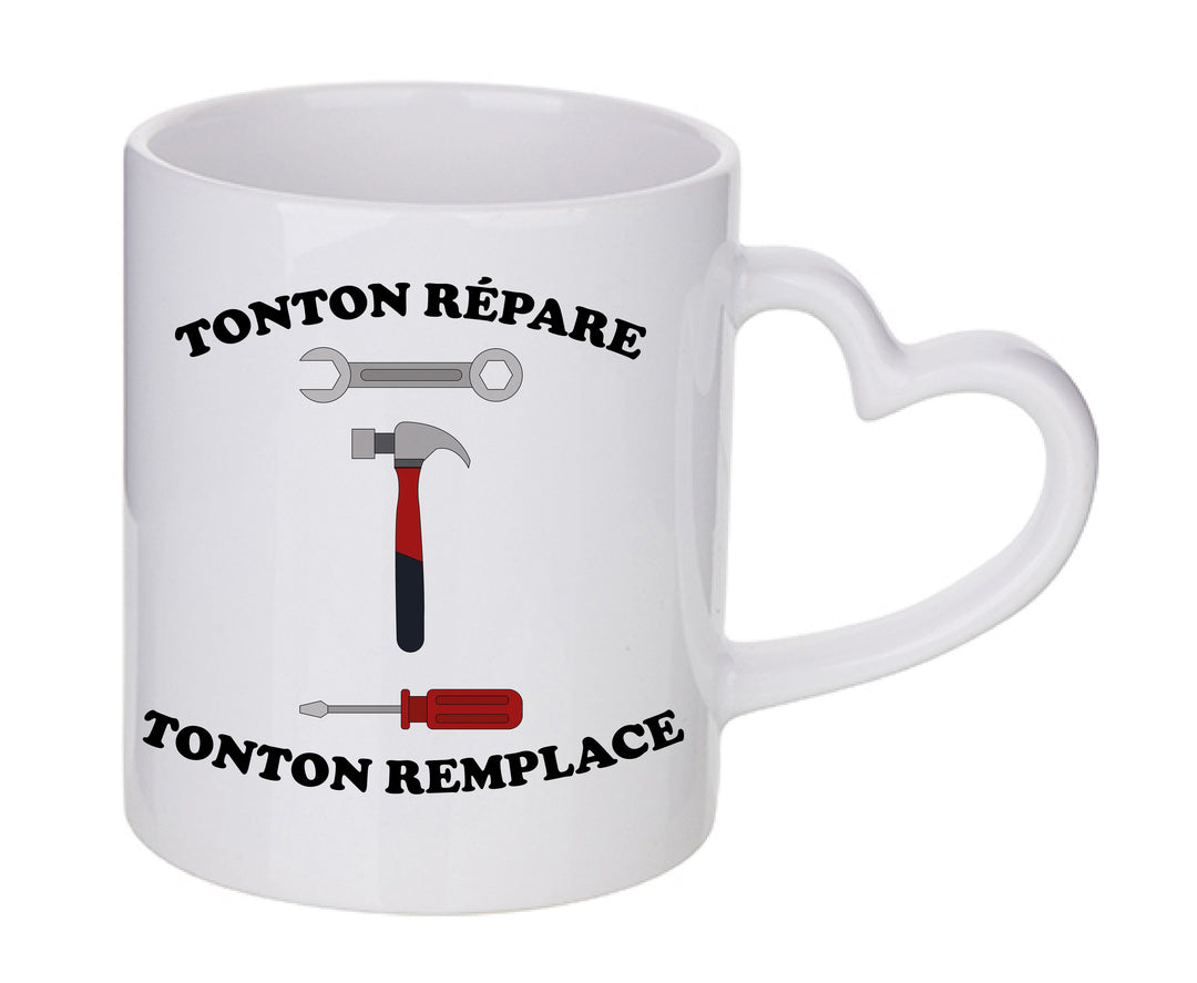 Mug coeur personnalisé tonton repare tonton remplace