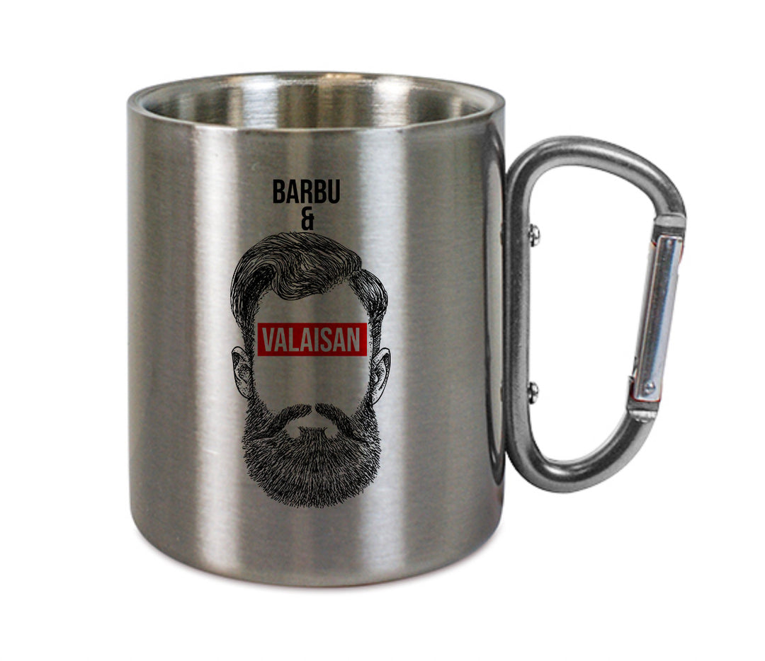 Mug inox mousqueton personnalisé Barbu et Valaisan
