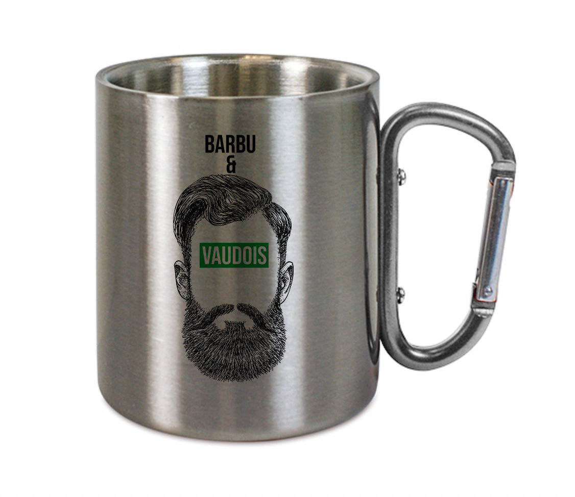 Mug inox mousqueton personnalisé Barbu et Vaudois
