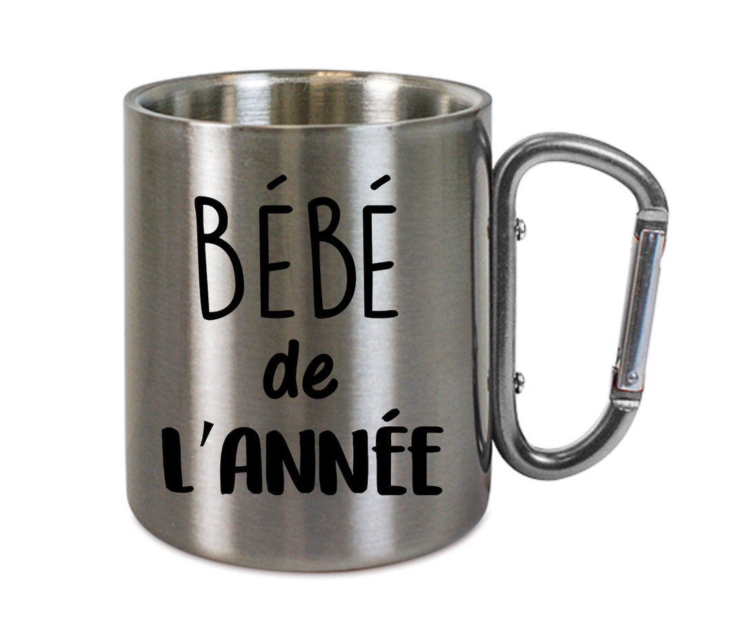 Mug inox mousqueton personnalisé Bebe de l'annee