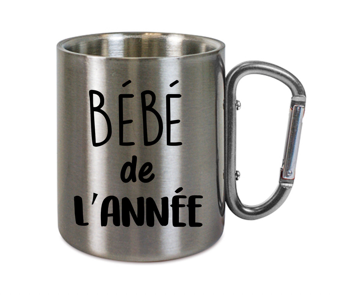 Mug inox mousqueton personnalisé Bebe de l'annee