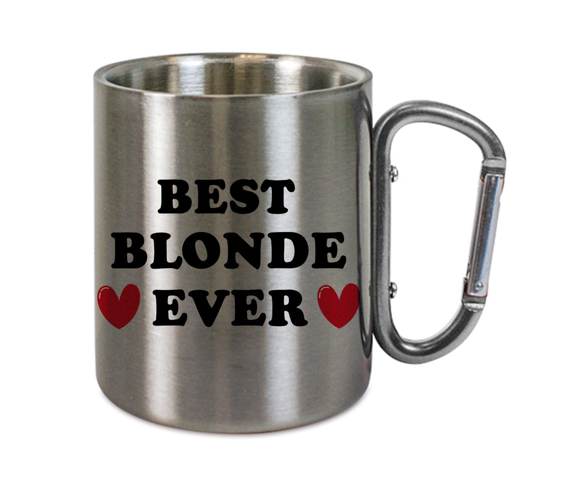 Mug inox mousqueton personnalisé Best blonde ever