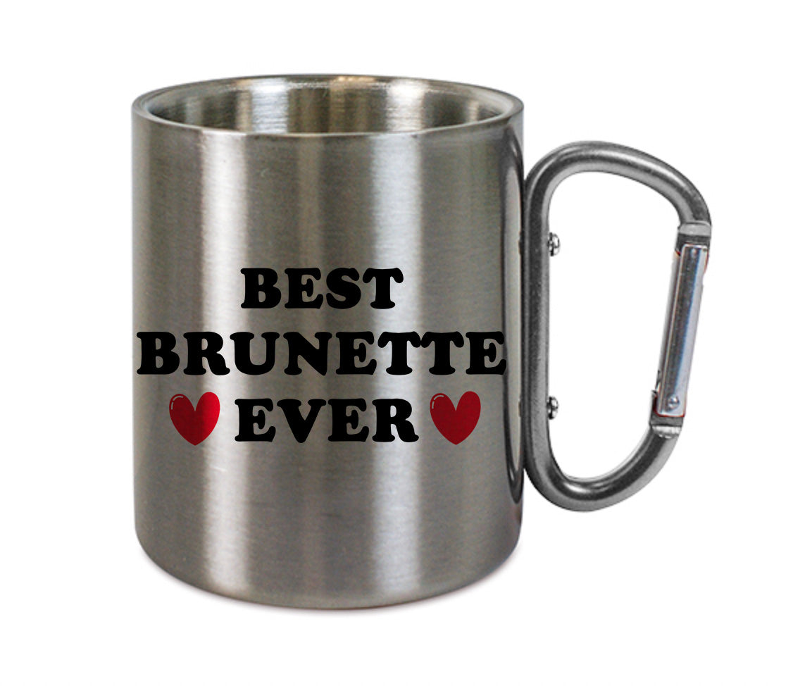 Mug inox mousqueton personnalisé Best brunette ever