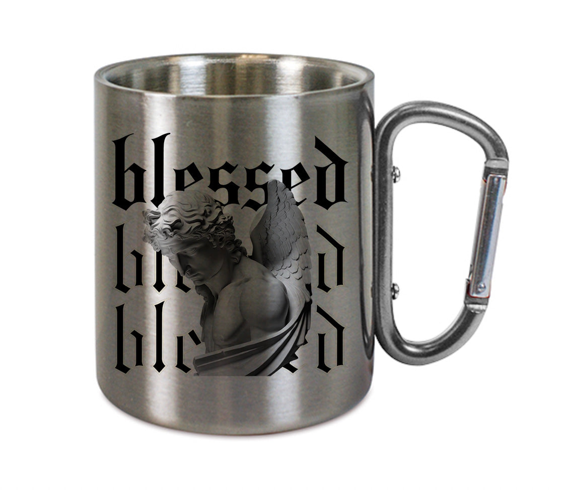 Mug inox mousqueton personnalisé Blessed