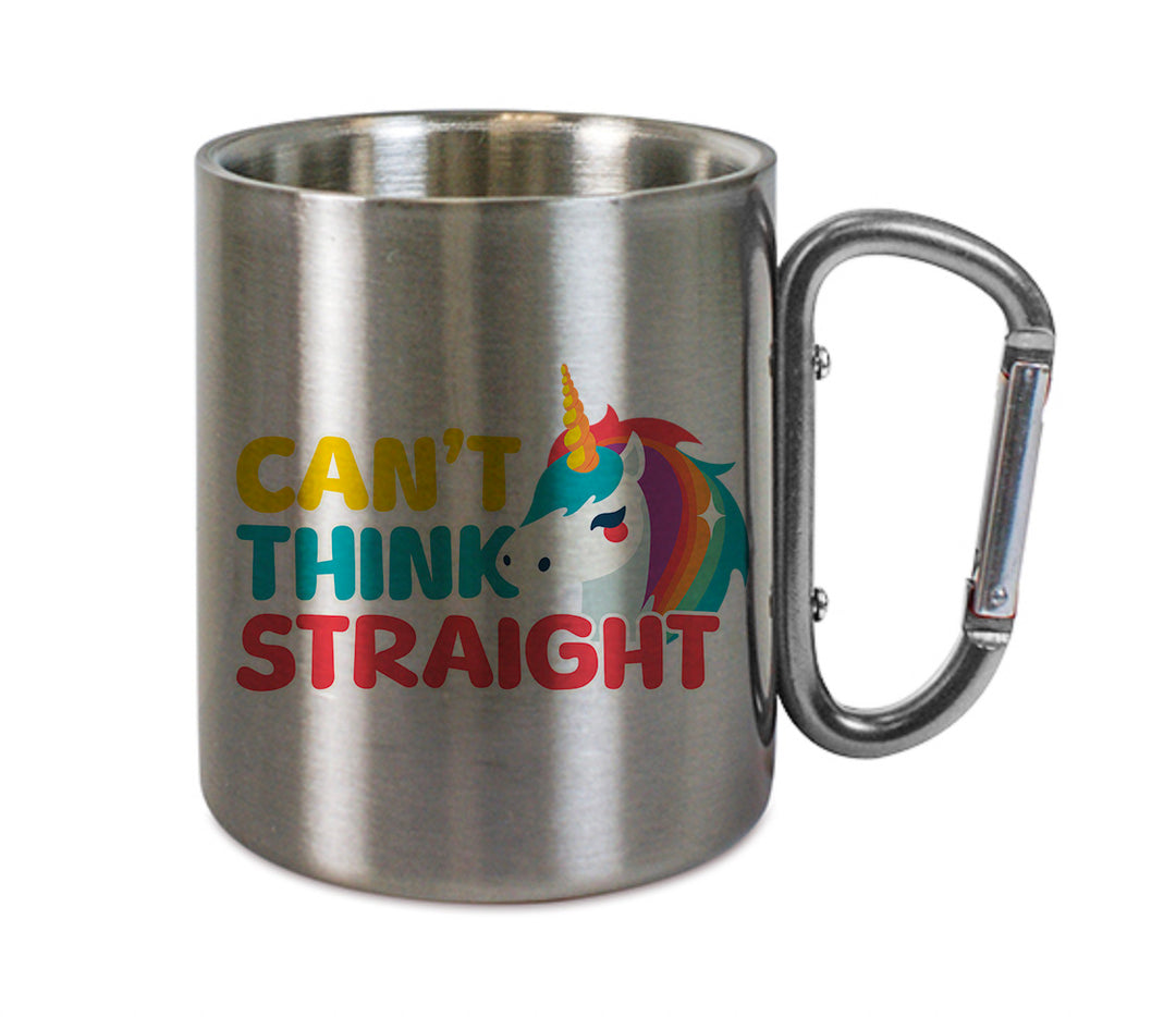 Mug inox mousqueton personnalisé Can't think straight V2