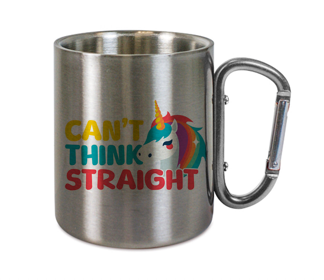 Mug inox mousqueton personnalisé Can't think straight V2