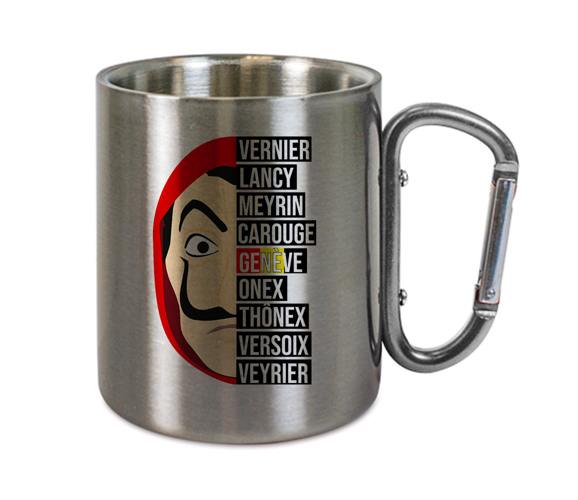 Mug inox mousqueton personnalisé Casa de Papel Geneve