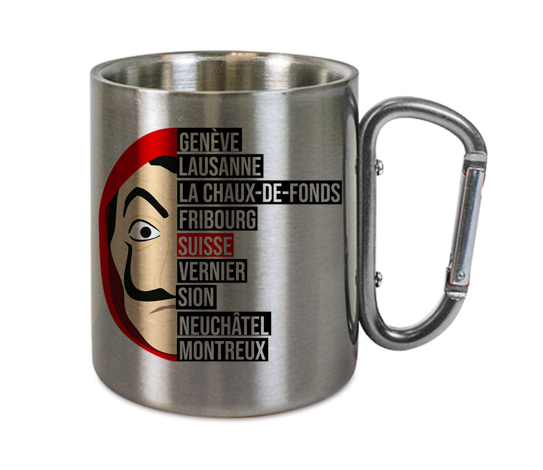 Mug inox mousqueton personnalisé Casa de Papel Suisse Romande