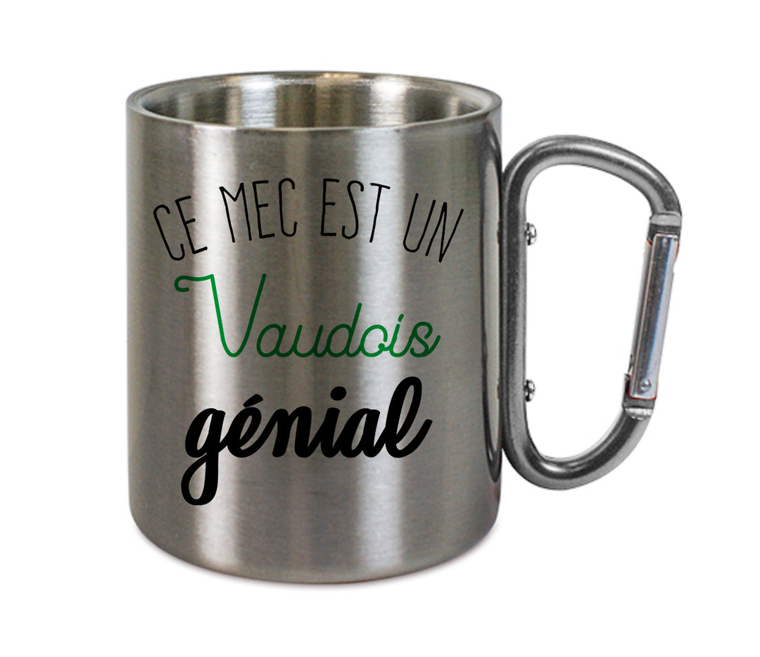Mug inox mousqueton personnalisé Ce mec est un vaudois genial