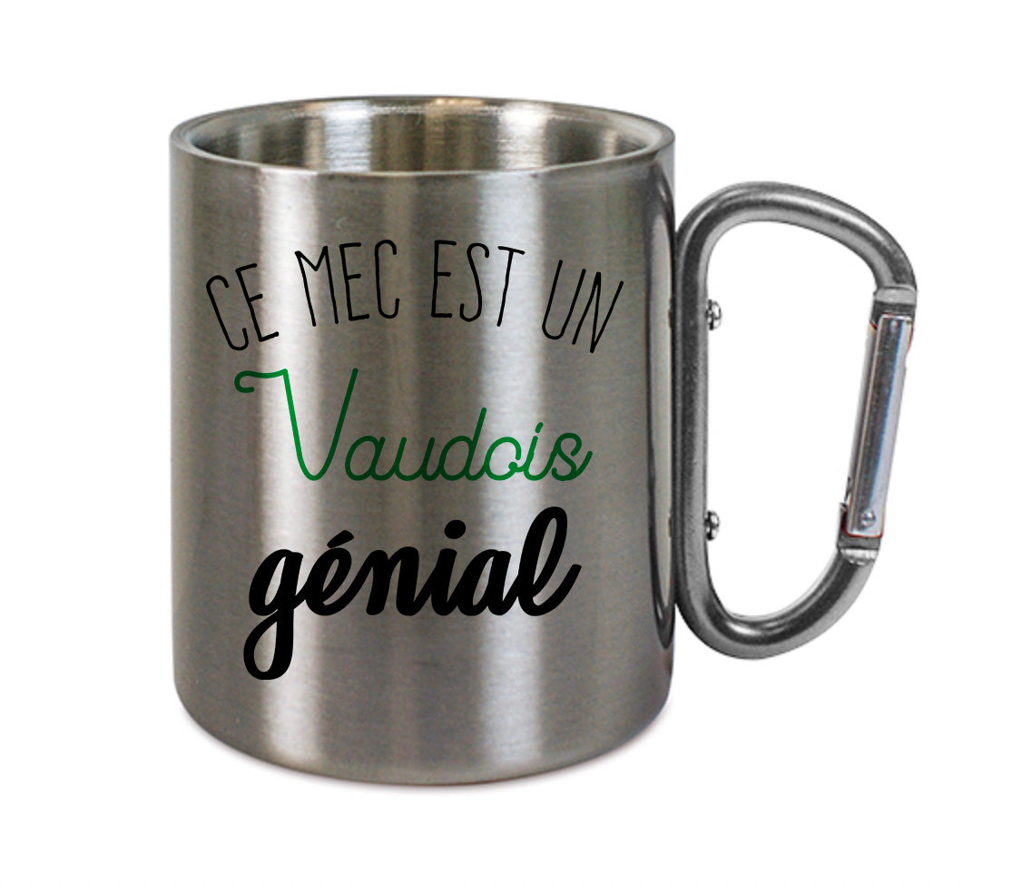 Mug inox mousqueton personnalisé Ce mec est un vaudois genial