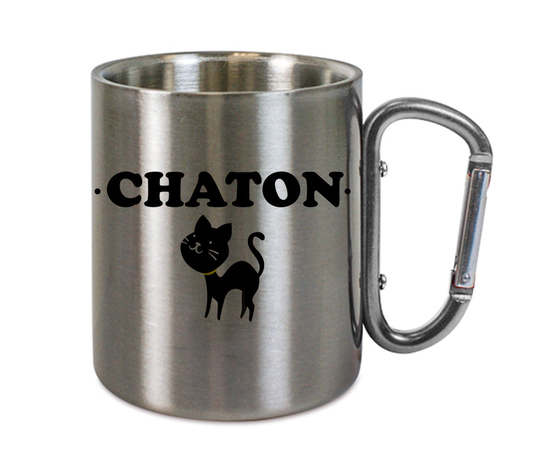 Mug inox mousqueton personnalisé Chaton
