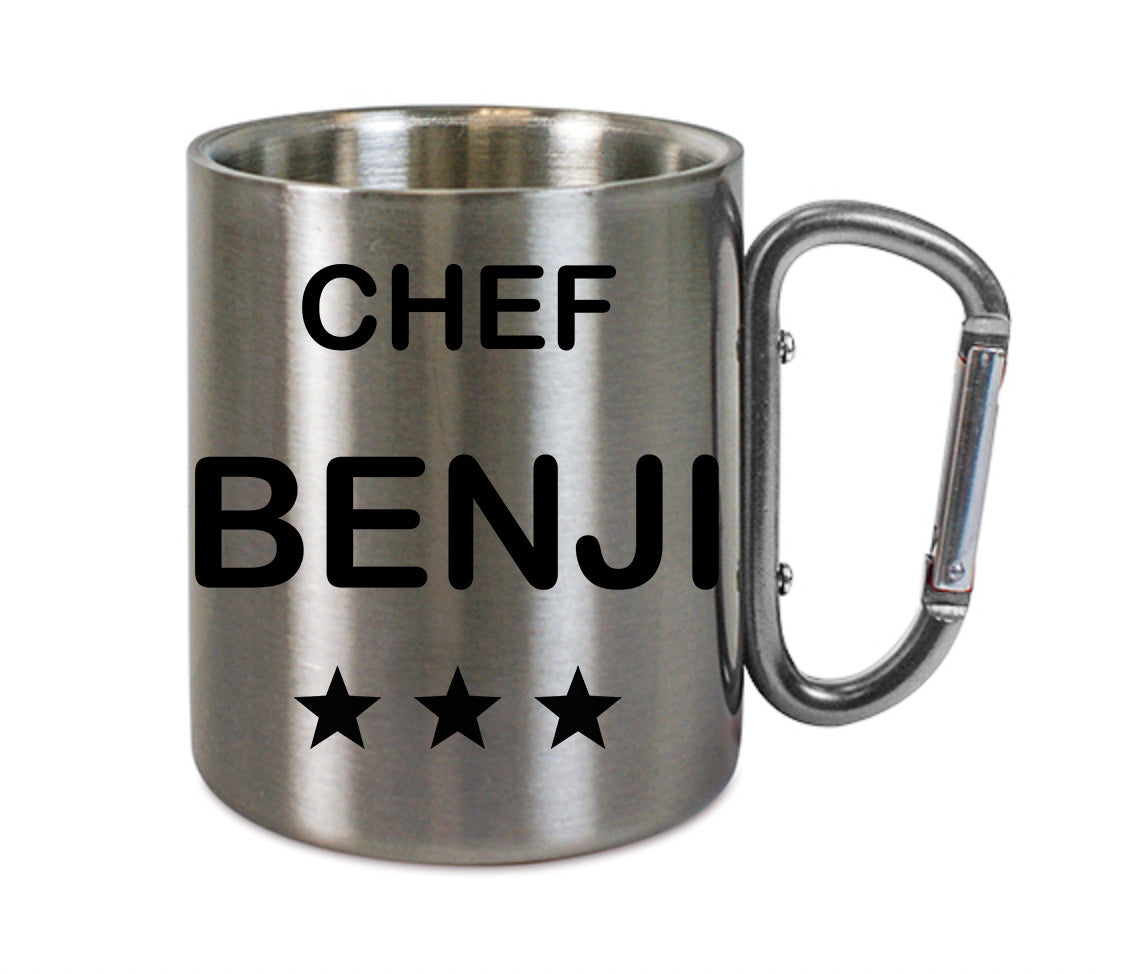 Mug inox mousqueton personnalisé Chef Benji
