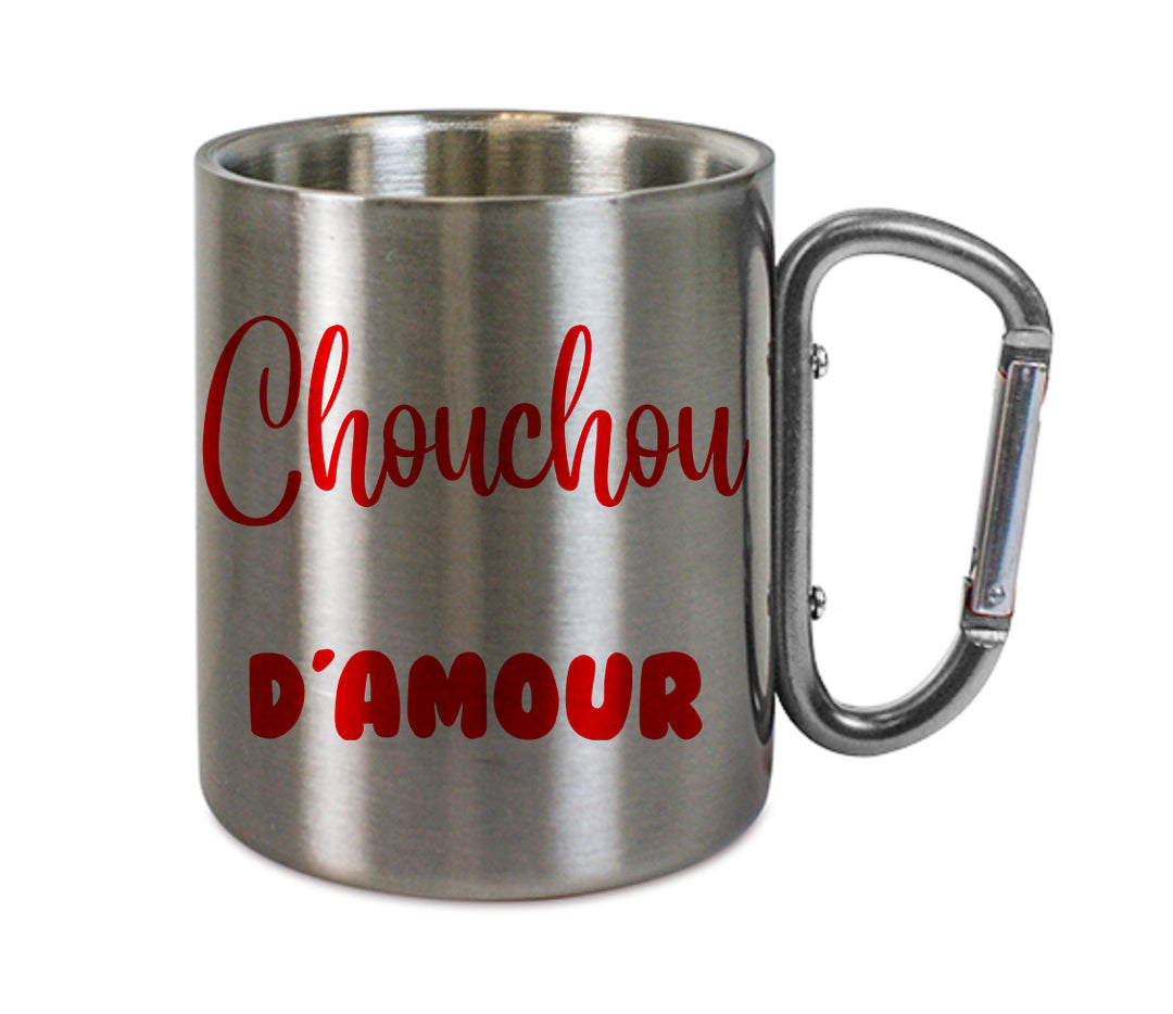 Mug inox mousqueton personnalisé Chouchou d'amour