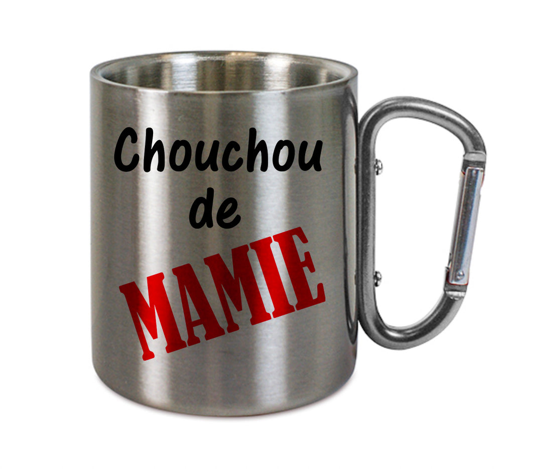 Mug inox mousqueton personnalisé Chouchou de mamie
