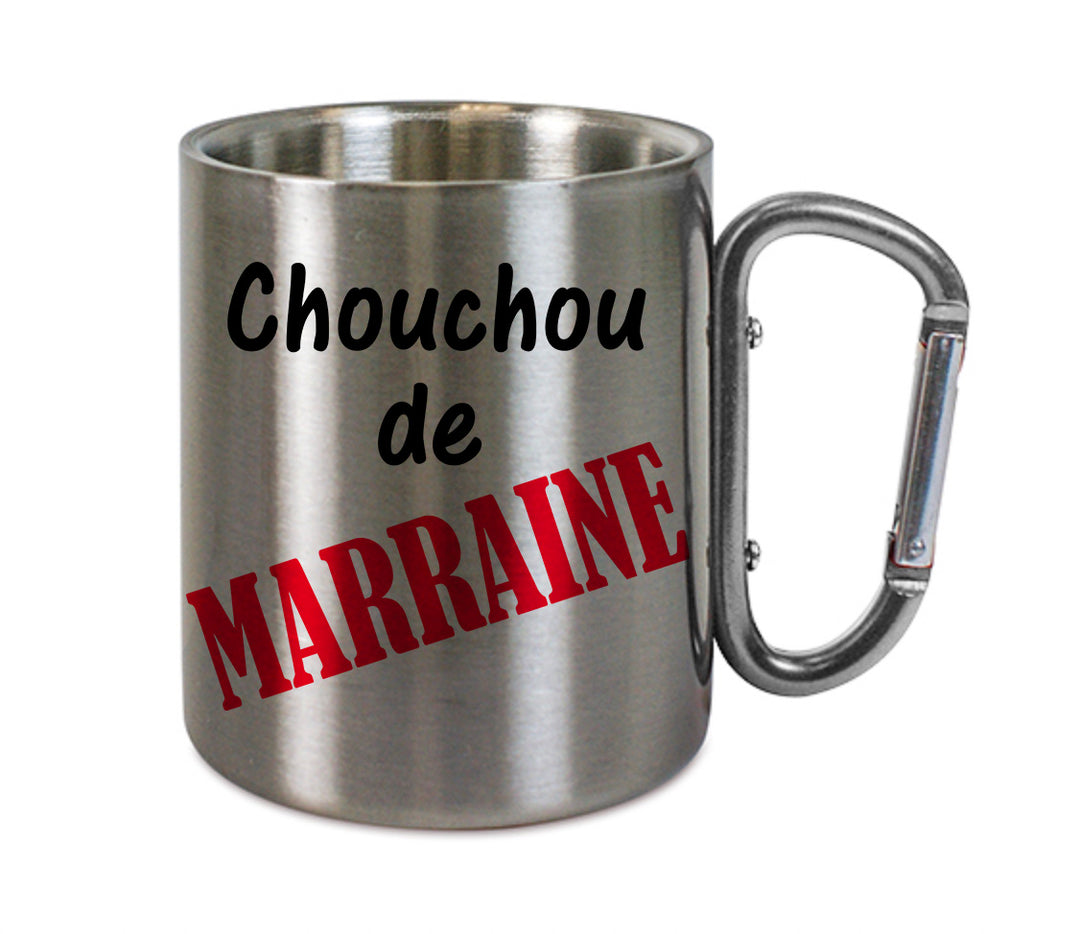 Mug inox mousqueton personnalisé Chouchou de marraine