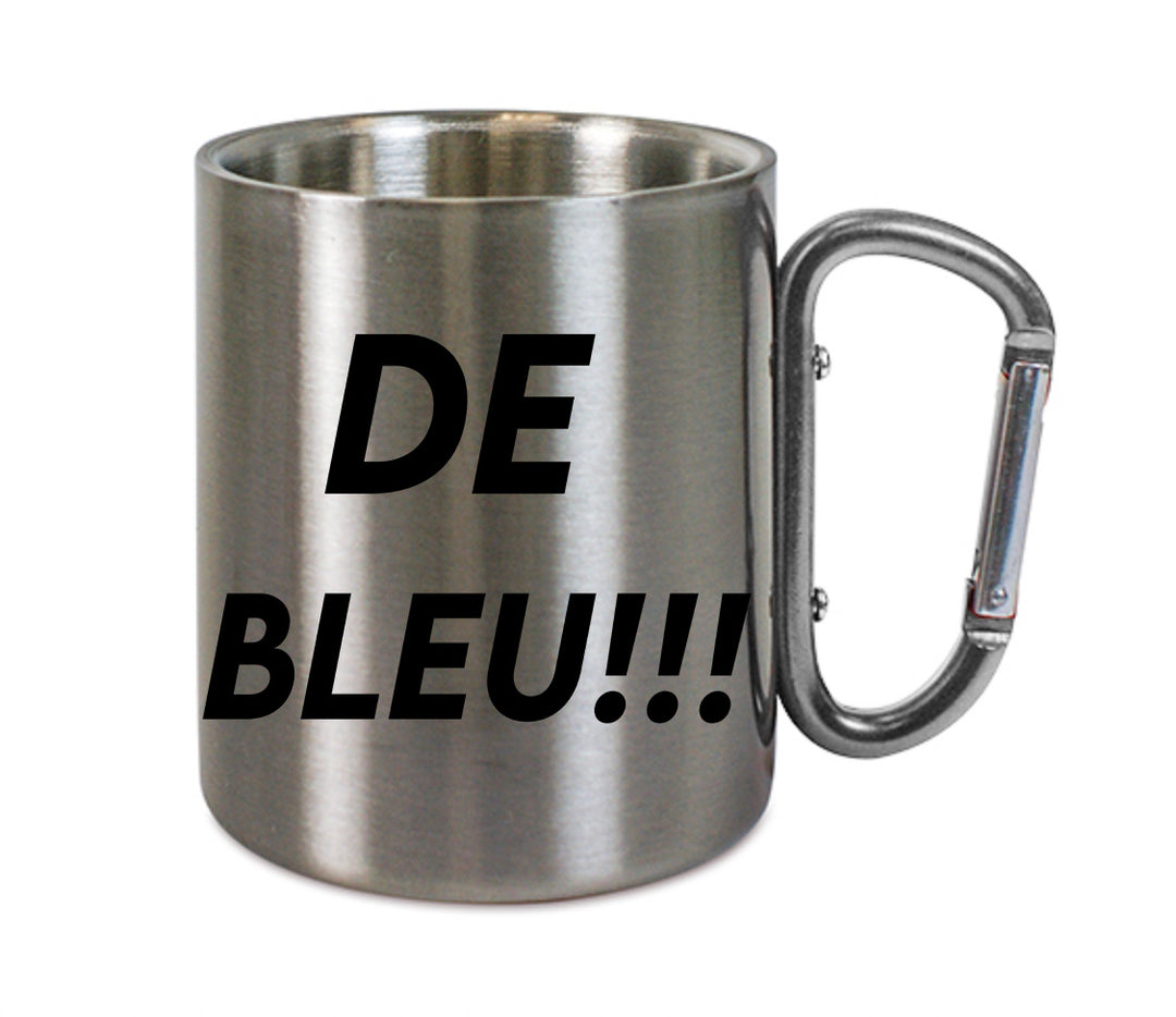 Mug inox mousqueton personnalisé De bleu