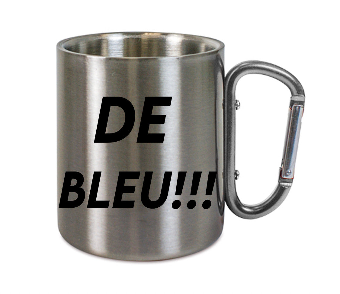 Mug inox mousqueton personnalisé De bleu