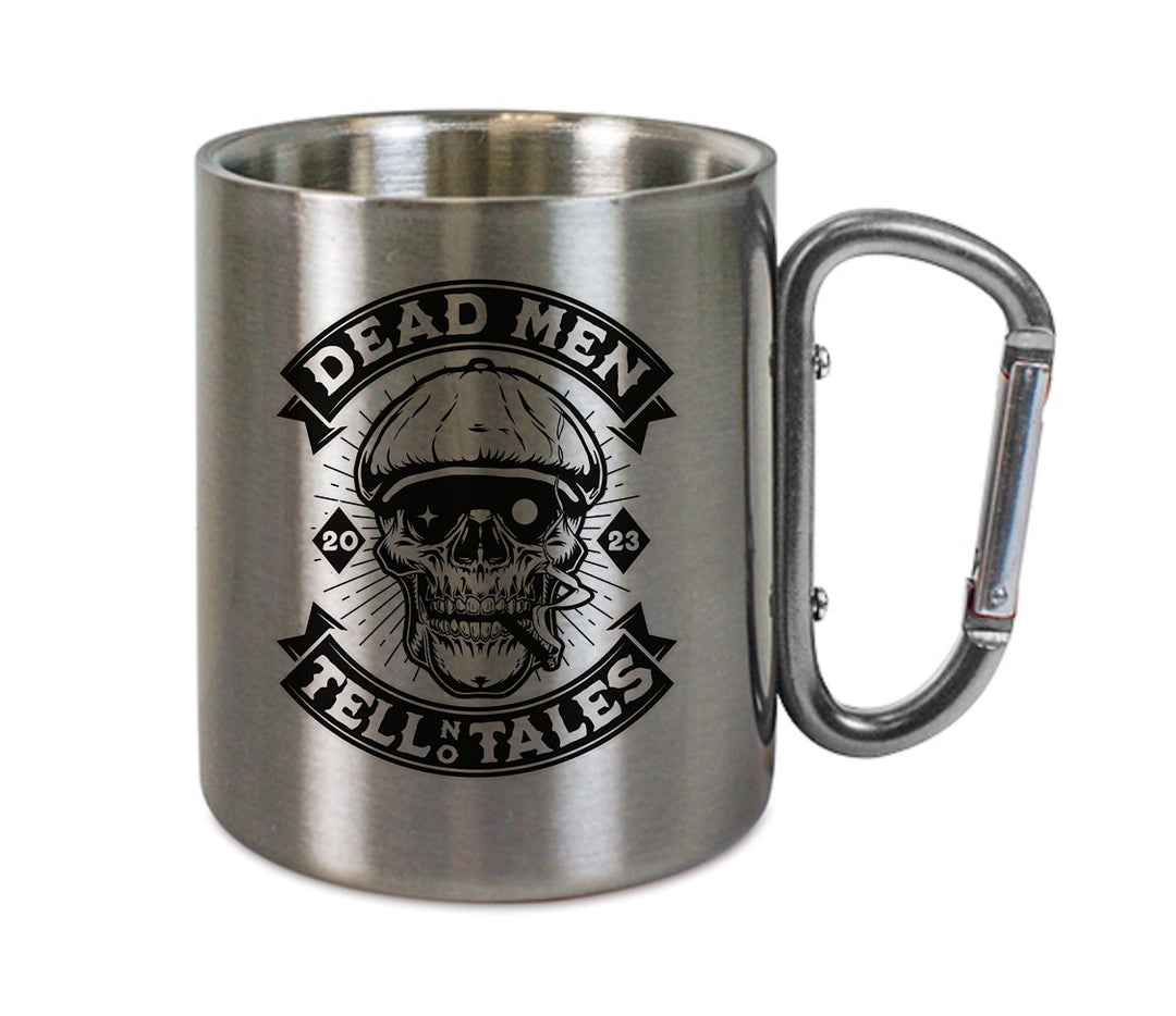 Mug inox mousqueton personnalisé Dead men tell no tales
