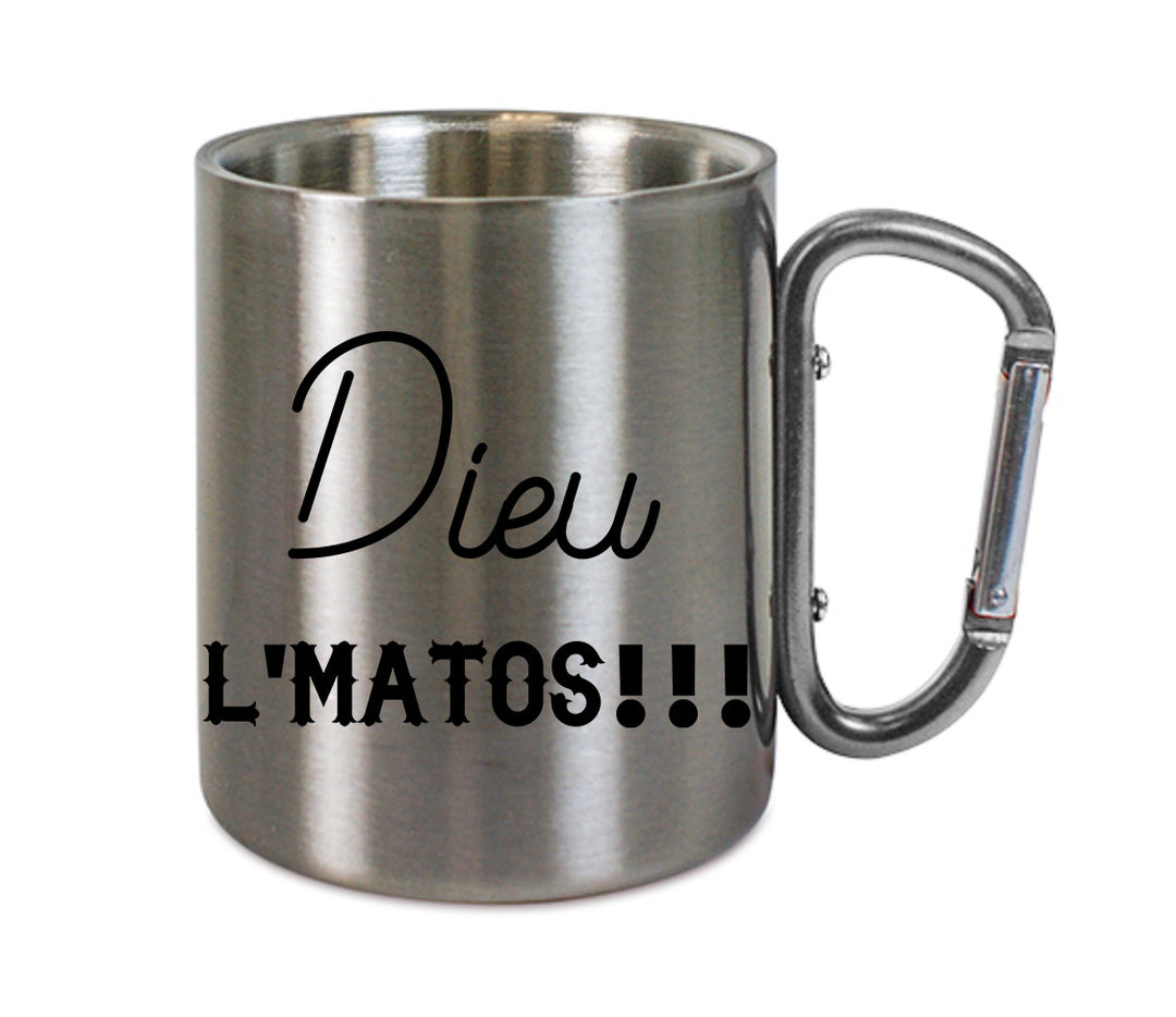 Mug inox mousqueton personnalisé Dieu l'matos