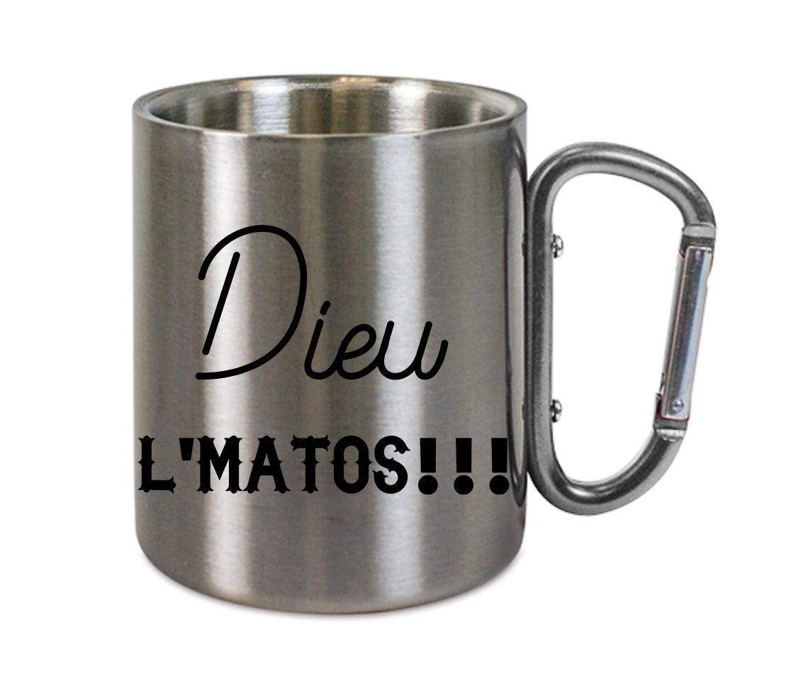 Mug inox mousqueton personnalisé Dieu l'matos