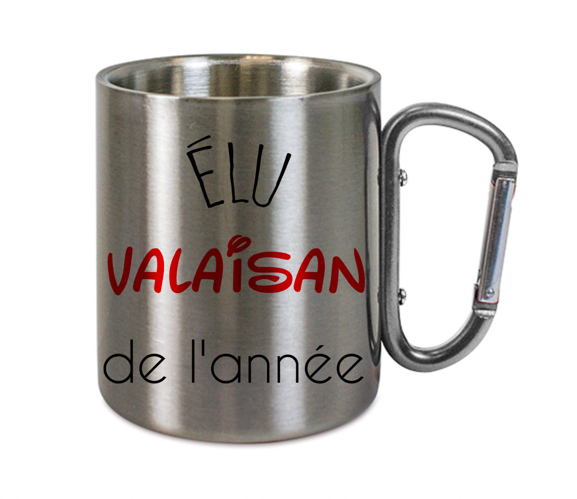 Mug inox mousqueton personnalisé Elu valaisan de l'annee