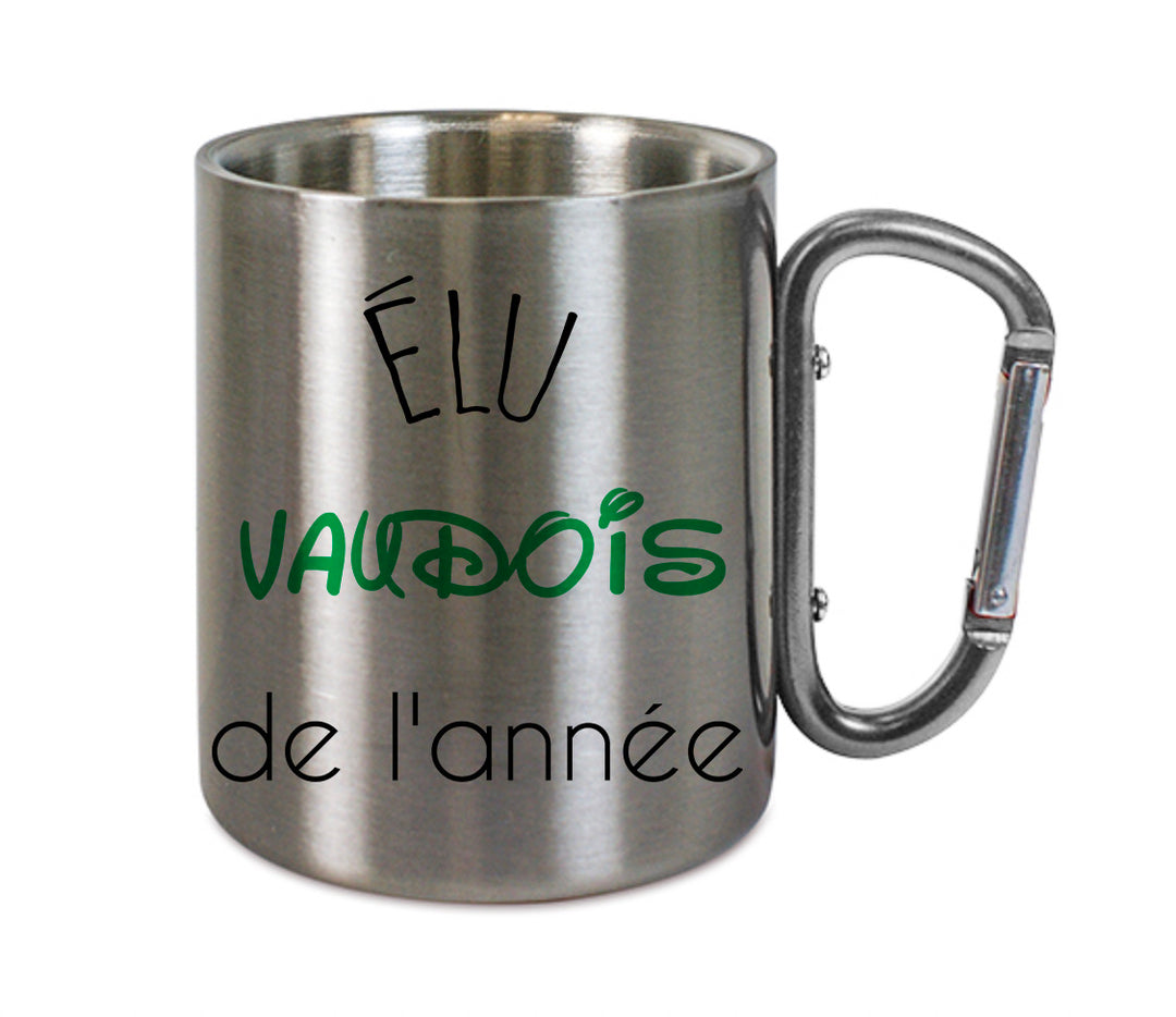 Mug inox mousqueton personnalisé Elu vaudois de l'annee