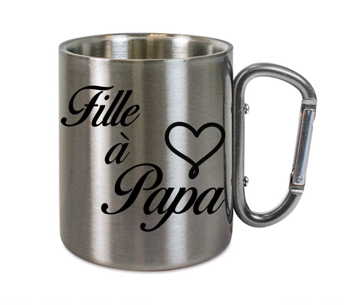 Mug inox mousqueton personnalisé Fille a papa