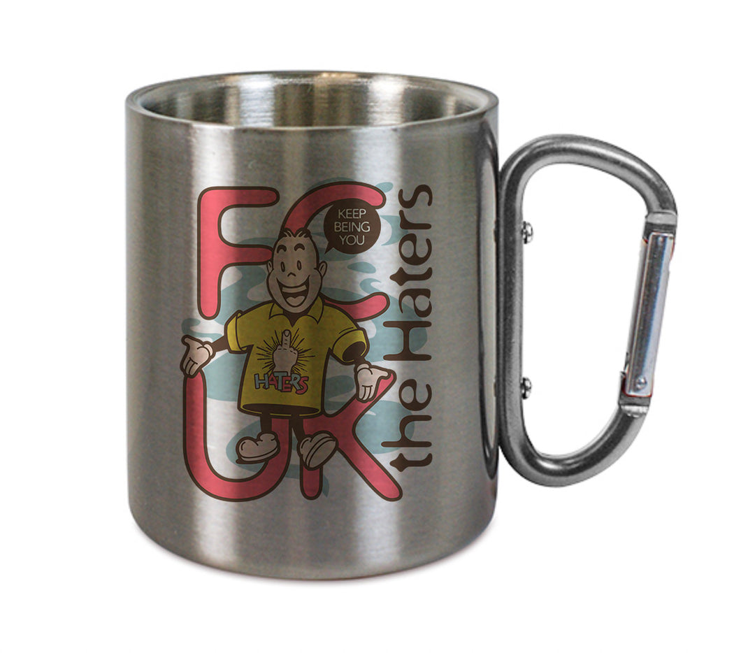 Mug inox mousqueton personnalisé Fuck the haters