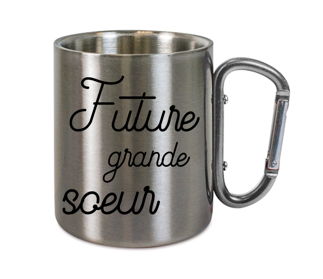 Mug inox mousqueton personnalisé Future grande soeur