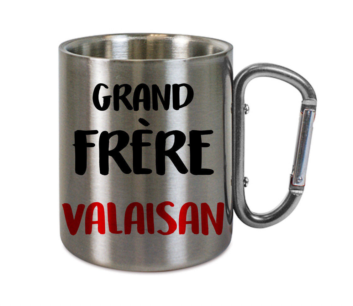 Mug inox mousqueton personnalisé Grand Frère Valaisan