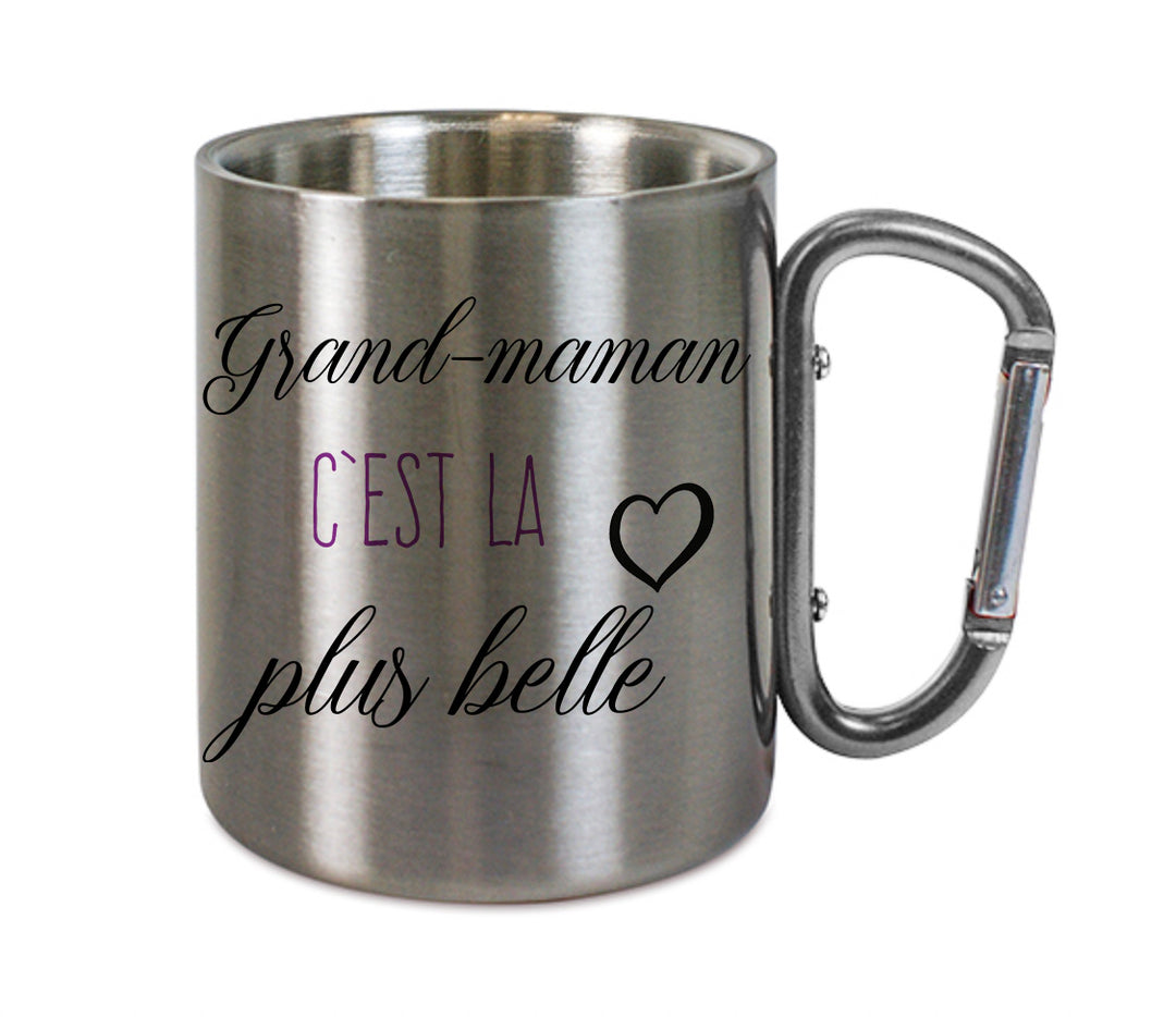 Mug inox mousqueton personnalisé Grand maman c'est la plus belle 2