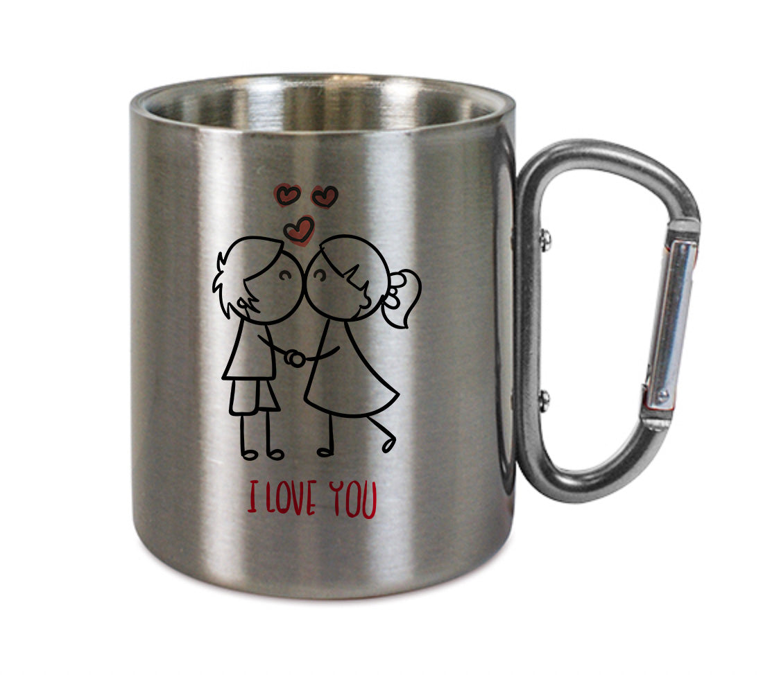 Mug inox mousqueton personnalisé I love you