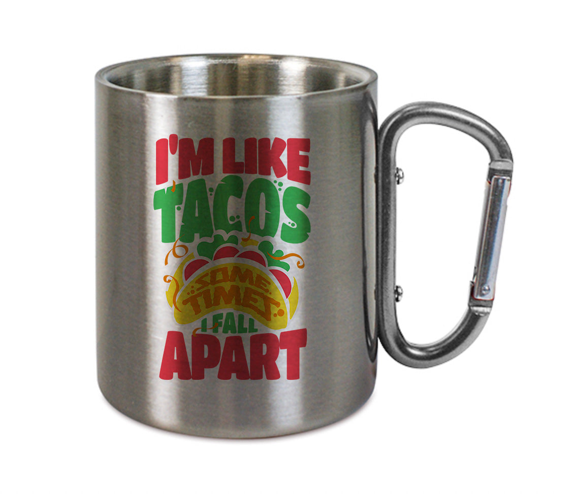 Mug inox mousqueton personnalisé I'm like tacos