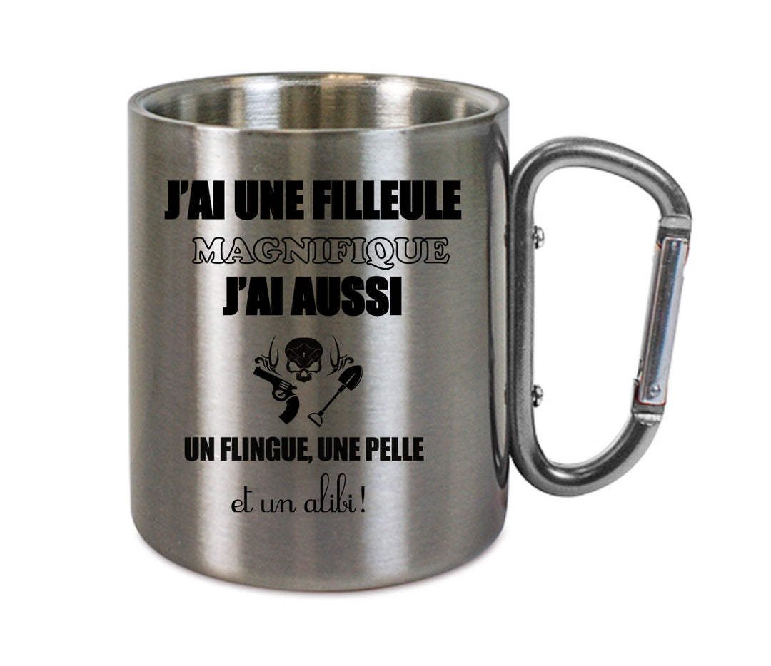 Mug inox mousqueton personnalisé J'ai une filleule magnifique