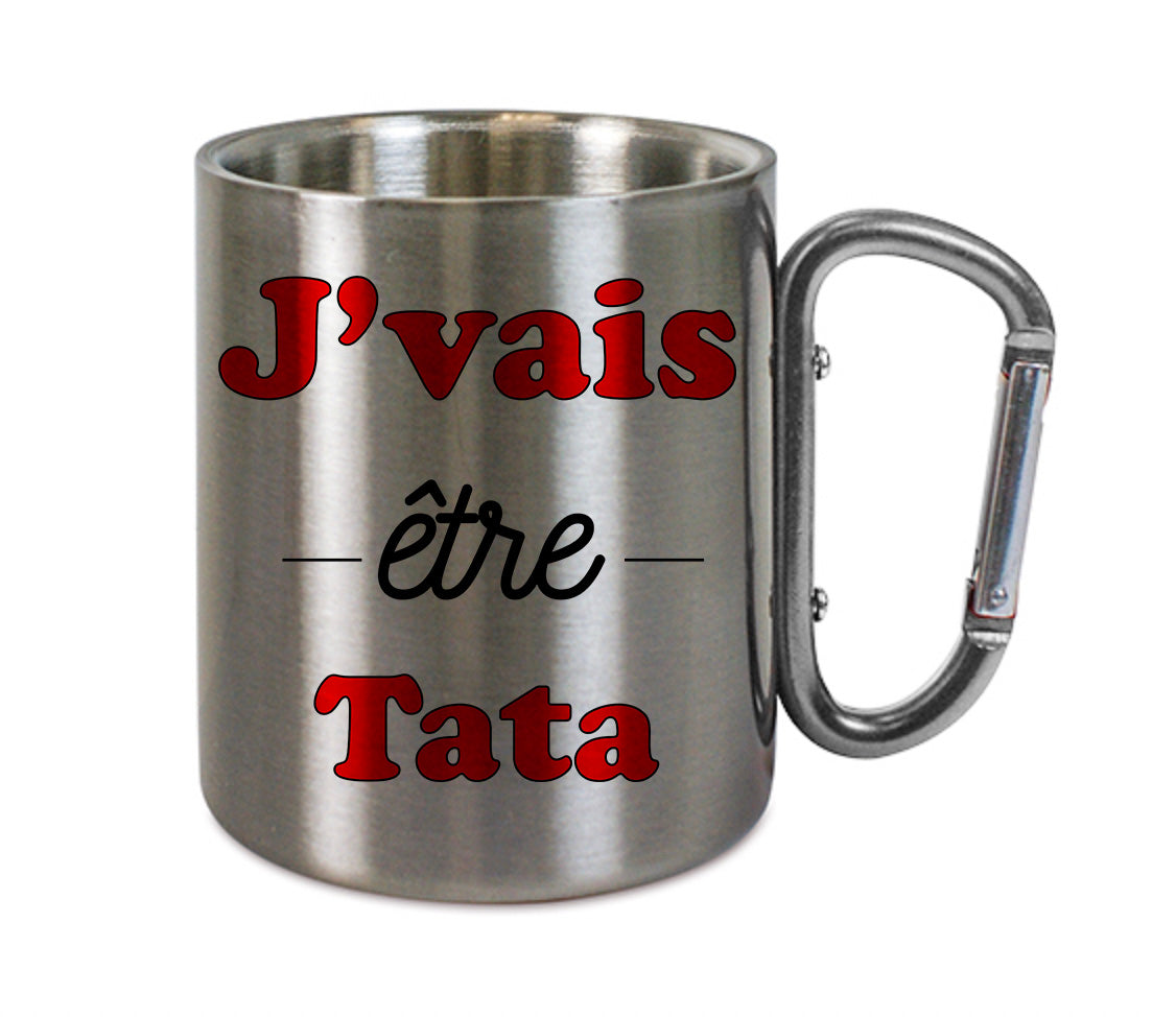 Mug inox mousqueton personnalisé J'vais etre tata
